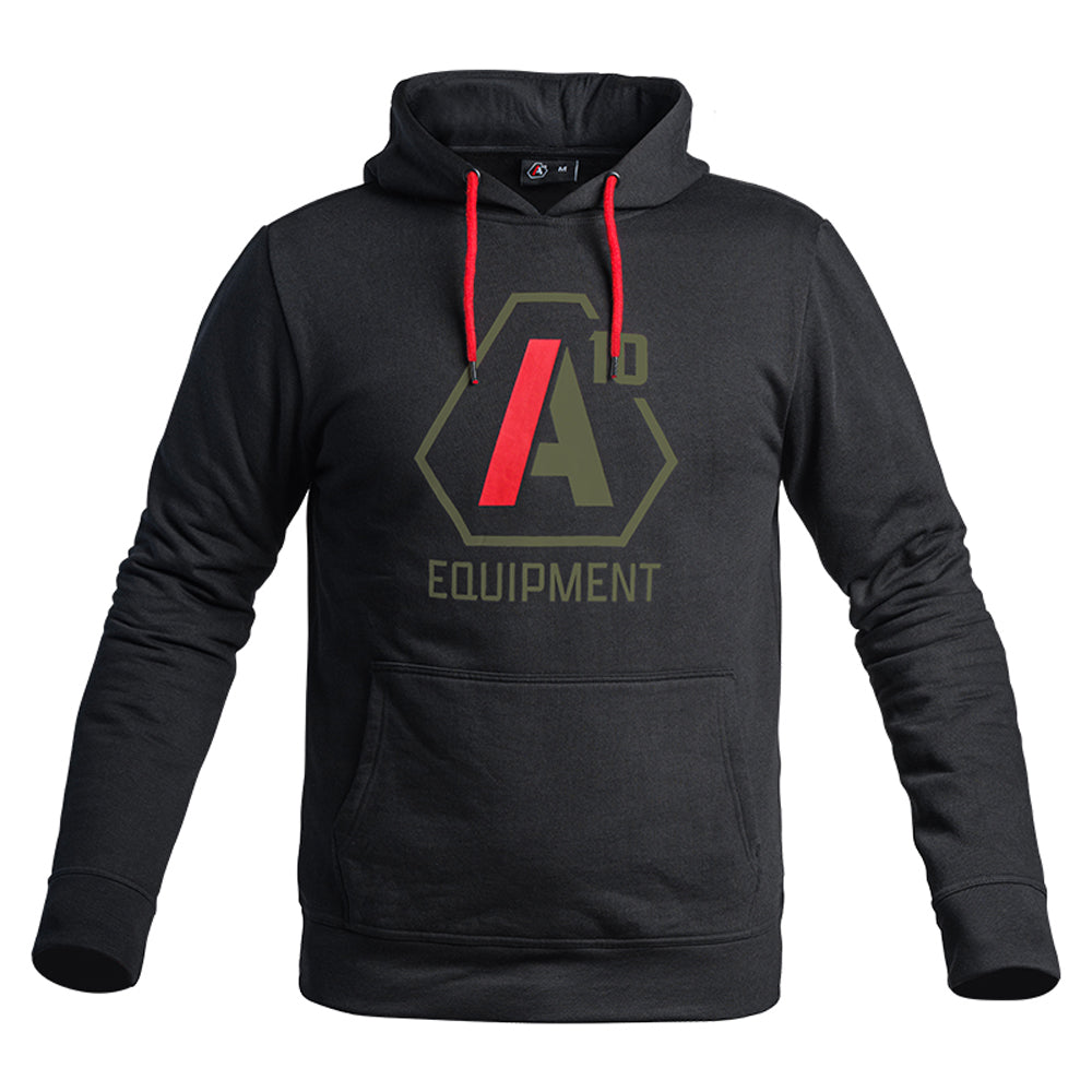 Hoodie SIGNATURE noir logo vert olive/rouge-1