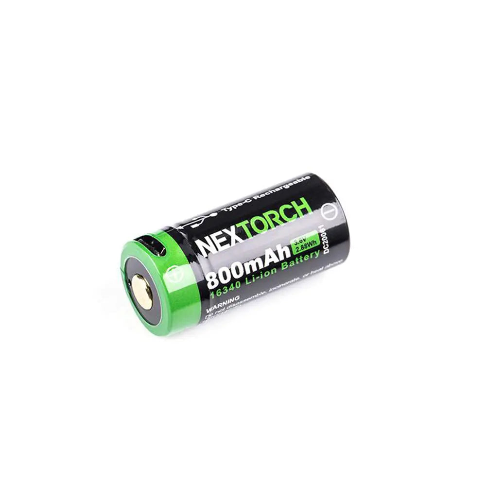 Batterie rechargeable 16340 3.6V 800 mAh avec port USB type-C Nex