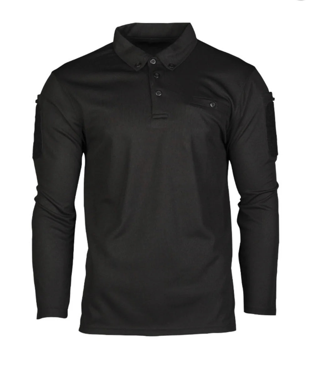 POLO TACTIQUE QUICK DRY MANCHES LONGUES NOIR